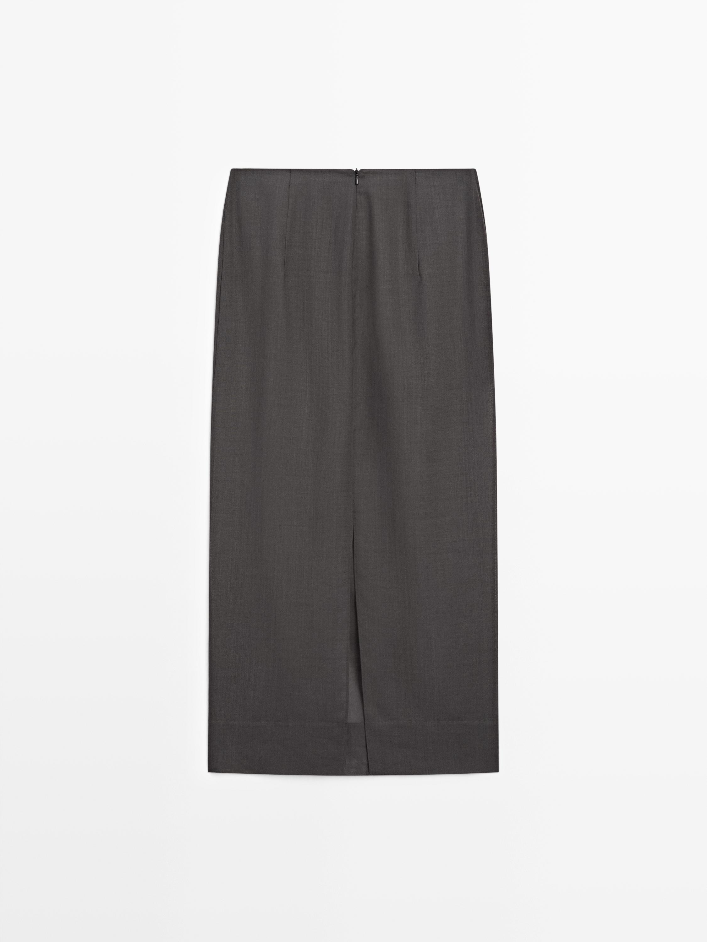 Straight midi skirt with sheer detail - STUDIO